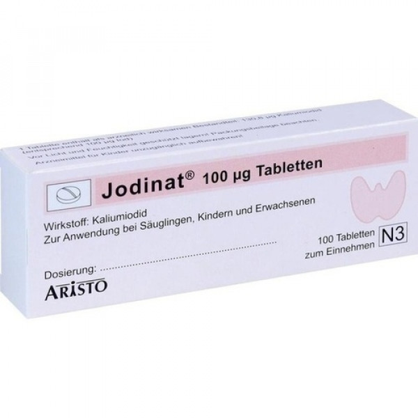 Таблетки для профилактики дефицита йода JODINAT 100 μg Tabletten 100 шт Aristo Pharma Таблетки для профилактики дефицита йода JODINAT 100 μg Tabletten 100 шт Aristo Pharma